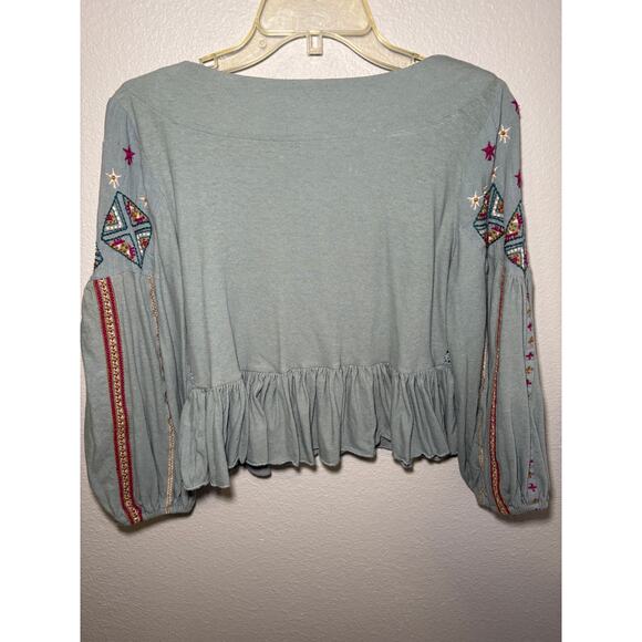 Free People Boho Embroidered Peasant Top – Size Small - Picture 5 of 7